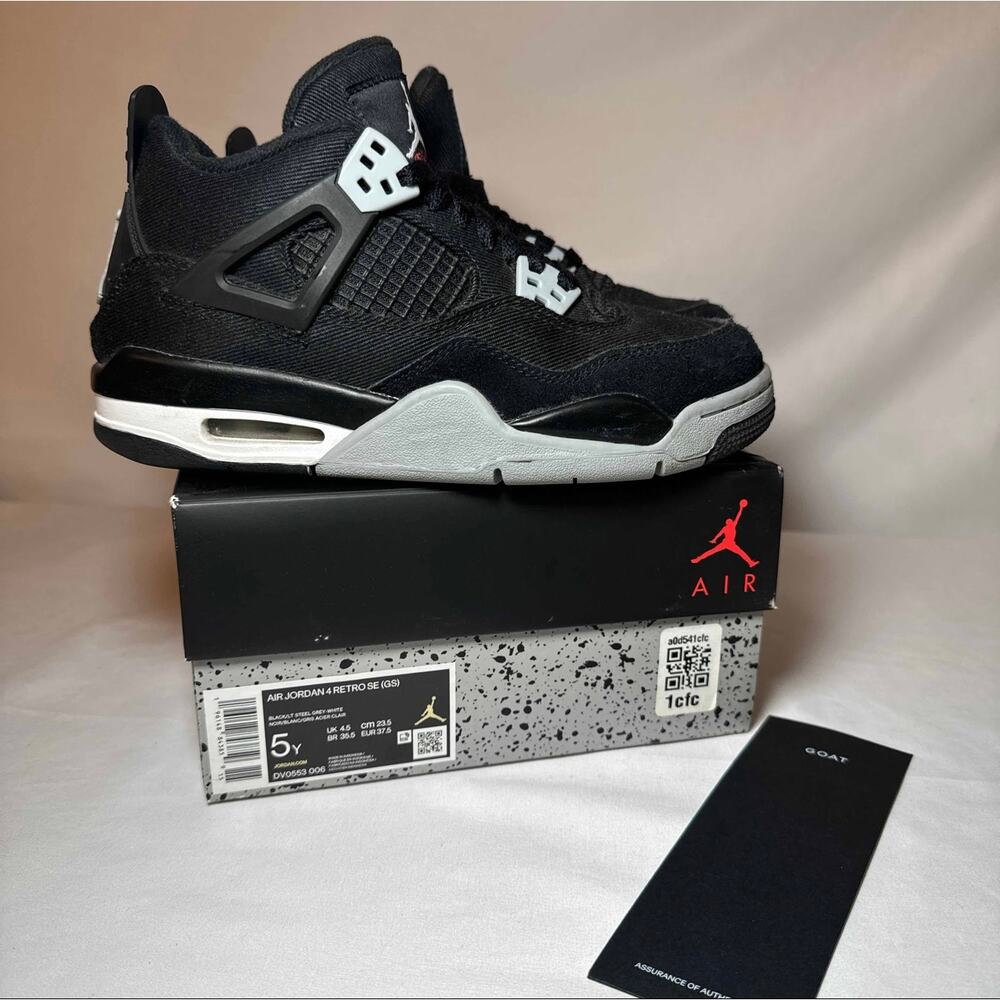 Size 5.5 - Nike Air Jordan 4 Retro SE GS Black Canvas Men's Shoes Ships Now